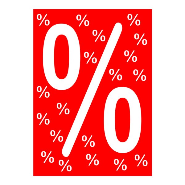 Werbeplakate DIN A4 -% Prozent- rot/wei&szlig;